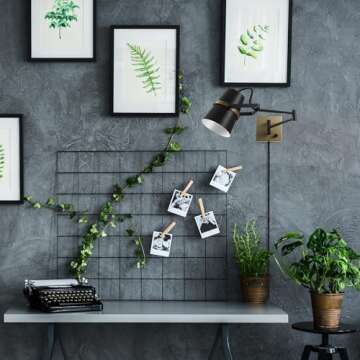 Globe Electric 51345 1-Light Plug-in or Hardwire Swing Arm Wall Sconce, Matte Black, Brass Accents, 6ft Black Woven Fabric Cord, Flat Plug, Rotary On/Off Switch, Wall Lighting, Bulb Not Included