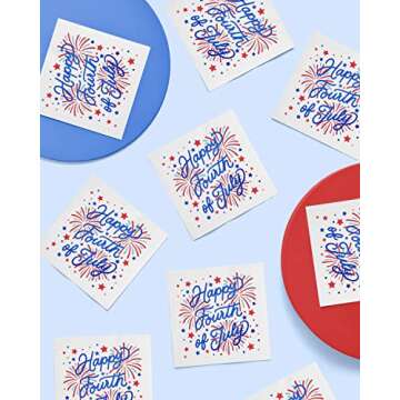 Quality 3-Ply Fourth of July Napkins, 25 pcs, Festive Decor