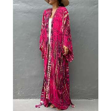 Bsubseach Sexy Swimsuit Cover Ups for Womens Beach Kimono Cardigans Swim Coverup Resort Wear Rose Re...