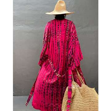 Bsubseach Sexy Swimsuit Cover Ups for Womens Beach Kimono Cardigans Swim Coverup Resort Wear Rose Red