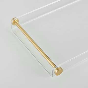Beelee Bathtub Tray Clear Caddy Rack: Acrylic Tub Tray Shelf with Gold Rails to Hold Book Phone Candle Wine - Waterproof Bathtub Accessories, Luxury Gifts for Women