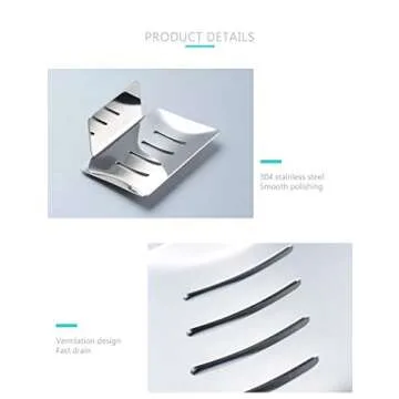 YUZP Soap Holder for Shower,Stainless Steel Soap Dish,Simple Bar Soap Tray,Wall Mounted Soap Stand with 3M Adhesive Back,Rustproof Soap Saver Sponge Holder for Bathroom,Tub,Kitchen Sink (Chrome)