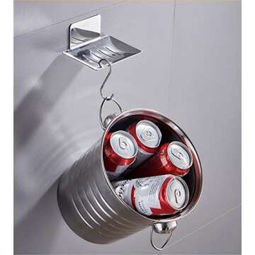 YUZP Soap Holder for Shower,Stainless Steel Soap Dish,Simple Bar Soap Tray,Wall Mounted Soap Stand with 3M Adhesive Back,Rustproof Soap Saver Sponge Holder for Bathroom,Tub,Kitchen Sink (Chrome)