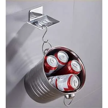 YUZP Soap Holder for Shower,Stainless Steel Soap Dish,Simple Bar Soap Tray,Wall Mounted Soap Stand with 3M Adhesive Back,Rustproof Soap Saver Sponge Holder for Bathroom,Tub,Kitchen Sink (Chrome)