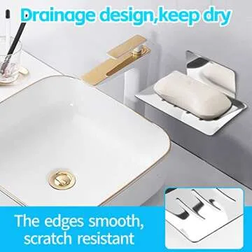 YUZP Soap Holder for Shower,Stainless Steel Soap Dish,Simple Bar Soap Tray,Wall Mounted Soap Stand with 3M Adhesive Back,Rustproof Soap Saver Sponge Holder for Bathroom,Tub,Kitchen Sink (Chrome)