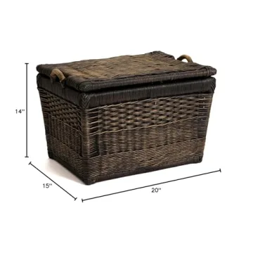 Elegant Lift-Off Lid Wicker Storage Basket 20x15 Inches