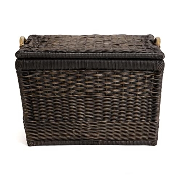 Elegant Lift-Off Lid Wicker Storage Basket 20x15 Inches
