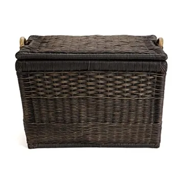 Elegant Lift-Off Lid Wicker Storage Basket 20x15 Inches