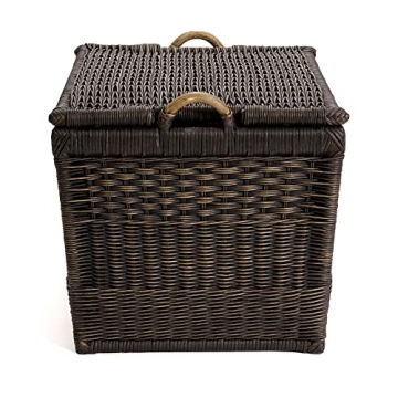 Elegant Lift-Off Lid Wicker Storage Basket 20x15 Inches