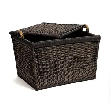Elegant Lift-Off Lid Wicker Storage Basket 20x15 Inches