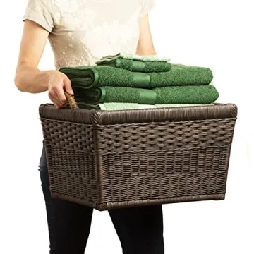 Elegant Lift-Off Lid Wicker Storage Basket 20x15 Inches