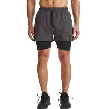 Surenow Men's 2-in-1 Quick Dry Running Shorts