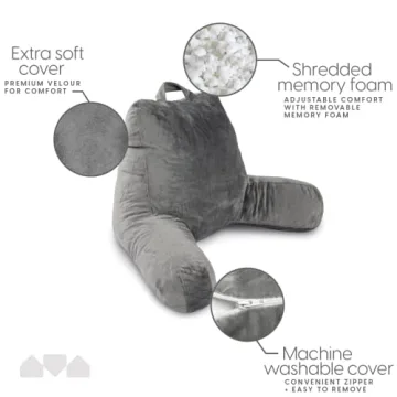 Milliard Memory Foam Reading Pillow Customizable Support Washable