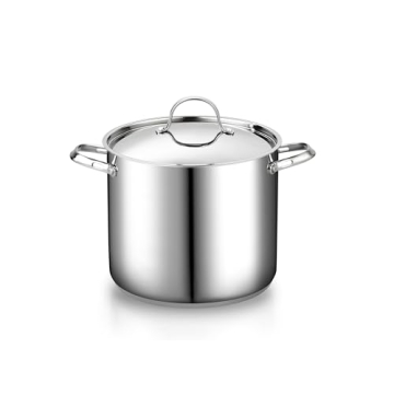Premium 12-Quart Stainless Steel Stockpot - Durable, Even Heat Distribution