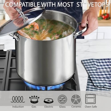 Durable 12-Quart Stainless Steel Stockpot for Even Cooking