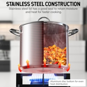 Durable 12-Quart Stainless Steel Stockpot for Even Cooking