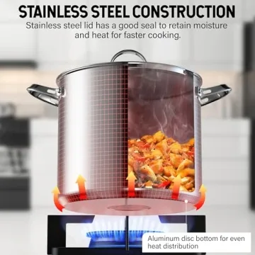 Durable 12-Quart Stainless Steel Stockpot for Even Cooking