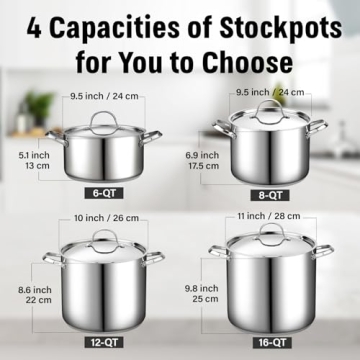 Durable 12-Quart Stainless Steel Stockpot for Even Cooking