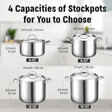 Durable 12-Quart Stainless Steel Stockpot for Even Cooking