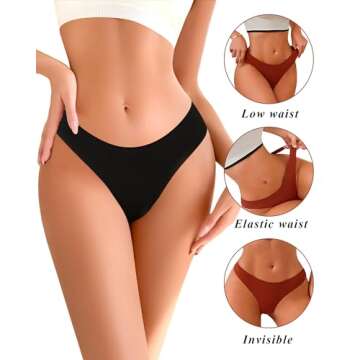 READY TO LOVE Cotton Underwear for Women Pack Breathable Thongs for Women Sexy Stretch Soft Womens P...