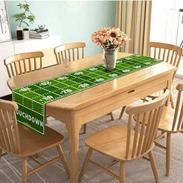 Nepnuser American Football Court Table Runner Touch Down Football Birthday Party Decoration Boy Spor...