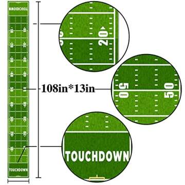 Nepnuser American Football Court Table Runner Touch Down Football Birthday Party Decoration Boy Sport Farmhouse Home Dining Room Kitchen Table Decor (13" x 108")