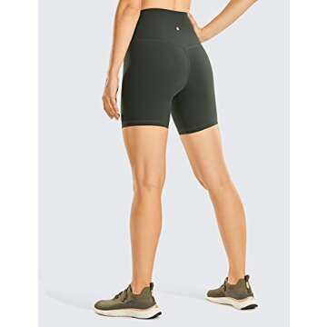 CRZ YOGA Women's Naked Feeling Biker Shorts 6'' - High Waist Yoga Workout Gym Spandex Shorts Grey Ol...