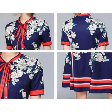 LAI MENG FIVE CATS Women's Floral Print Midi Dress