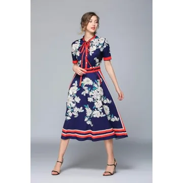 LAI MENG FIVE CATS Women's Floral Print Midi Dress