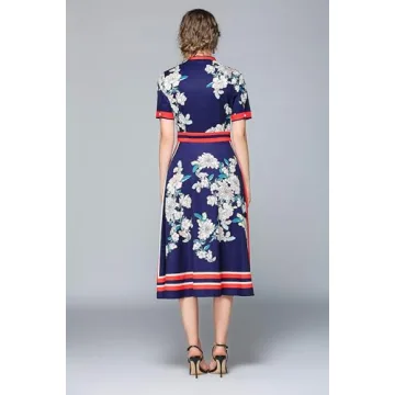 LAI MENG FIVE CATS Women's Floral Print Midi Dress