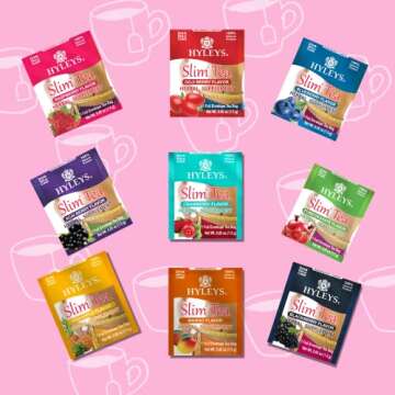 Hyleys Slim Tea 9 Flavor Assortment 100 Ct - Weight Loss Herbal Supplement Cleanse and Detox - 100 Tea Bags (1 Pack)
