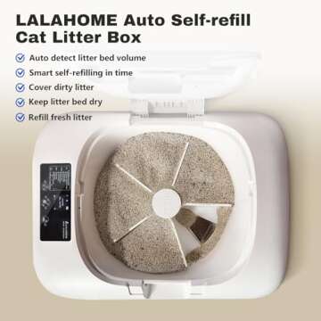 LALAHOME Self Cleaning Cat Litter Box Auto Refill, Automatic Cat Litter Box Multiple Cats, Odor Removal/App Control/Integrated Safety/Anti-Pinch Rake Scoop, Large Smart Kitty Litter Box with Bag & Mat