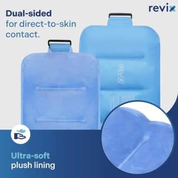 REVIX Gel Ice Pack for Back Discomfort Relief, Soft Plush Lining Ice Wrap for Lower Back, Shoulder, Hip, Arm, Knee, Cold Compress Therapy, 16 × 9 "