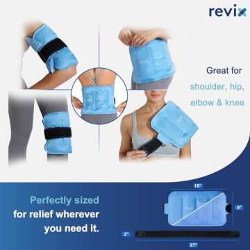 REVIX Gel Ice Pack for Back Discomfort Relief, Soft Plush Lining Ice Wrap for Lower Back, Shoulder, Hip, Arm, Knee, Cold Compress Therapy, 16 × 9 "