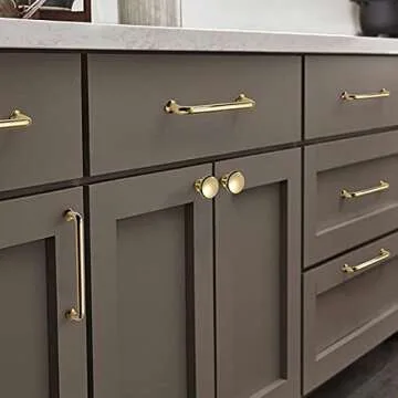 Bestory Polished Brass Kitchen Cabinet Pulls - 10 Pack