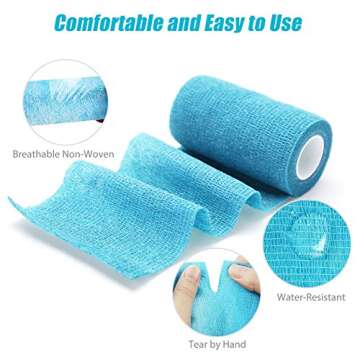 LotFancy Vet Wrap, 4 Inch x 5 Yards, 10 Pack Self Adhesive Bandage Wrap, Non-Woven Cohesive Bandage, First Aid Tape for Horses Dogs Cats Elbow Ankle, Assorted Color