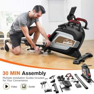 Pooboo Magnetic Rowing Machine with Strength Training