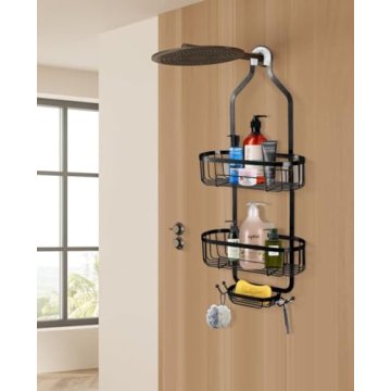 Rustproof Anti-Swing Shower Organizer with Hooks - Innovatronic