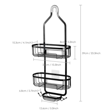 Rustproof Anti-Swing Shower Organizer with Hooks - Innovatronic