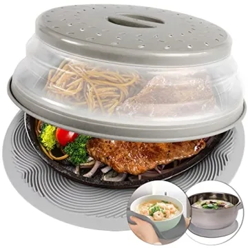 2 in 1, Aidacom Microwave Place Mat & Food Cover- Mat as Bowl Holder, for Splatter Guard, Multi-use:...