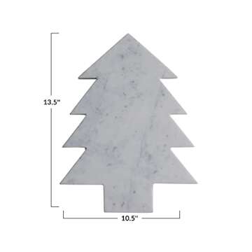 Creative Co-Op 13-1/2"L x 10-1/2"W Marble Tree Shaped Cheese/Cutting Board, White