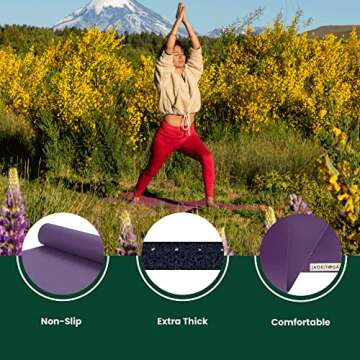 Jade Fusion Yoga Mat, Luxurious Comfort & Sturdy Workout Mats for Home Gym, 68" Yoga Mat Thick, Non-Slip Workout Mat with Extra Strong Grip, US Made Purple Yoga Mats