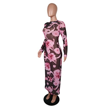 Floral Printed See-Through Bodycon Party Dress for Women