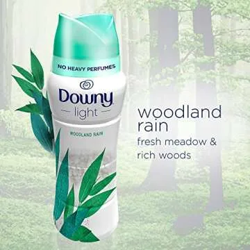 Downy Light Laundry Scent Booster Beads for Washer, Woodland Rain, 26.5 oz, with No Heavy Perfumes