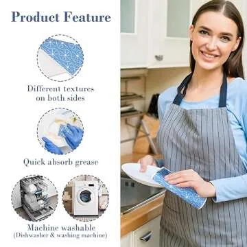 Lucomb 8 Pack Swedish Dishcloths for Kitchen, Reusable Dish Cloth Kitchen Towels Absorbent Sponges Fast Drying Swedish Dish Cloth for Washing Dishes Countertops Tables Cleaning