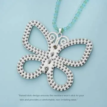 Gliquran Butterfly Choker Necklace - Sparkly Green Pendant