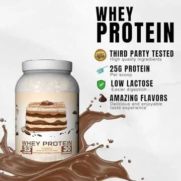 Ekko Protein Powder, Tiramisu Flavor, 25 G Whey Protein per Scoop, Low Lactose, High Protein for Men and Women with Active Lifestyles, Perfect for Shakes, Smoothies, and Recipes, 30 Servings