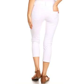 ICONOFLASH Women's Plus Size White 5 Pocket Capri Jeggings 2XL - Pull On Skinny Stretch Colored Jean Leggings Size 2X-Large