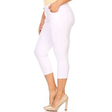 ICONOFLASH Women's Plus Size White 5 Pocket Capri Jeggings 2XL - Pull On Skinny Stretch Colored Jean Leggings Size 2X-Large