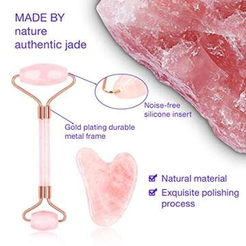 Gua Sha, GuaSha Tool for Face, Gua Sha Scraping Massage Natural Jade Face Neck Body Acupressure Scraper Therapy Tool (Jade Roller Set)